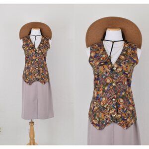 Vintage Colorful Rayon‎ Vest